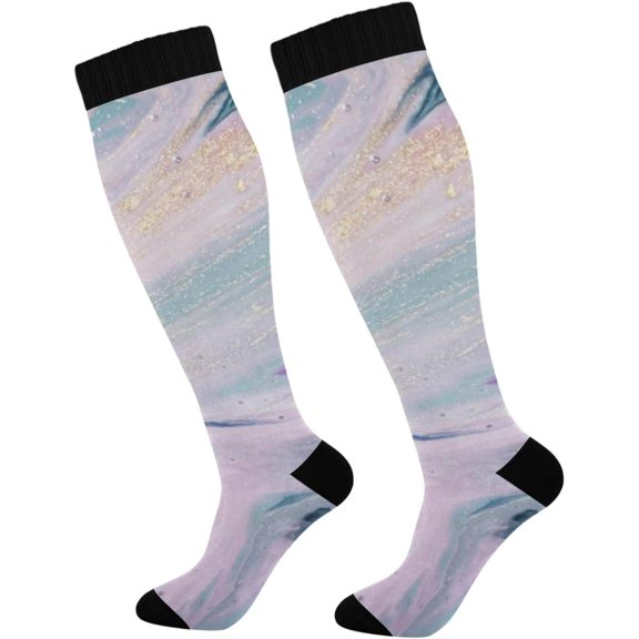 GZHJMY Marble Compression Socks, Women Men Long Stocking (20-30mmHg), Travel Knee High Stockings for Athletic Sports,Running,Cycling,Nursing