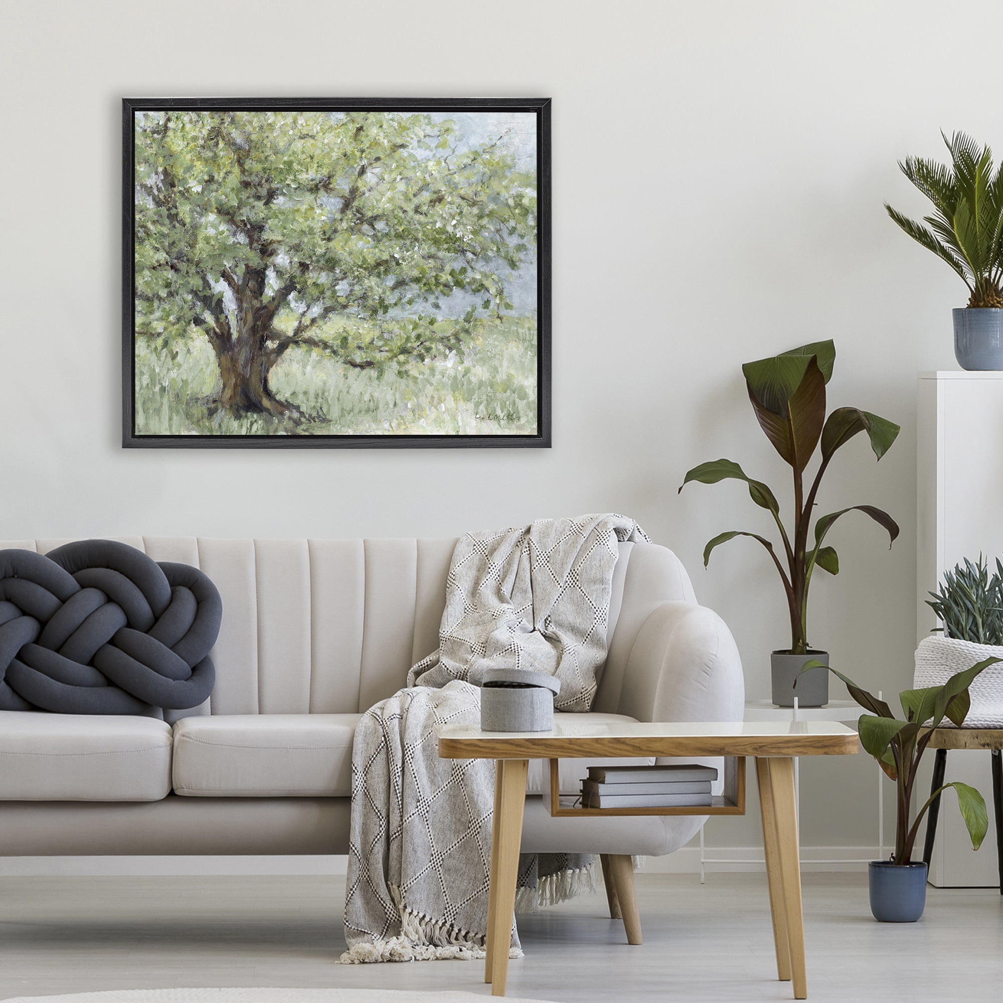 Stupell Industries Summer Oak Splendor Landscape Black Framed Floater Canvas Wall Art, design by Lanie Loreth