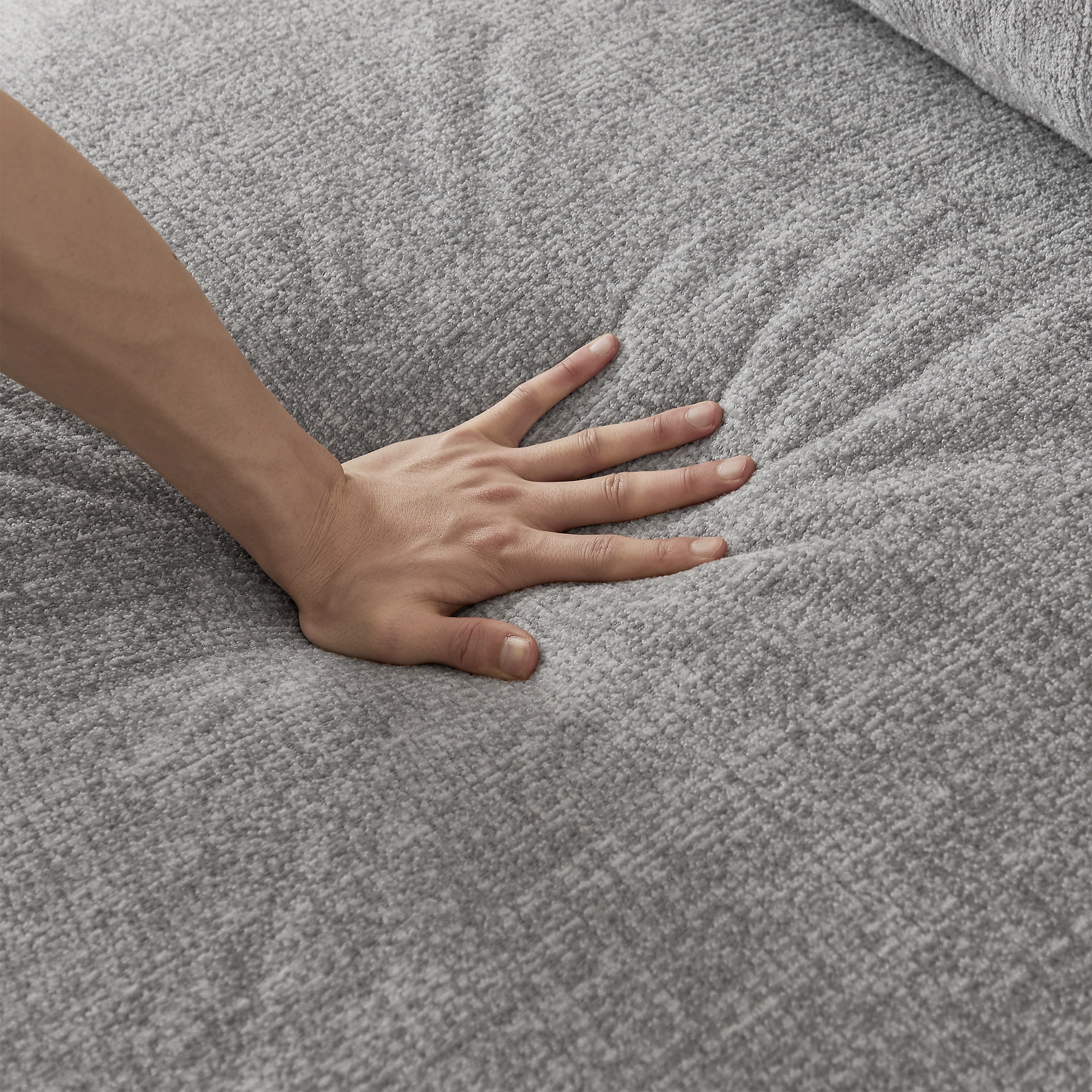 PORKISS 98.4" No-Assembly Sofa for Living Room, 3 Seater Sofa with Extra Deep Seats, Comfy Upholstered Couch for Living Room, 2 Pillows, Chenille Grey