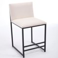thumbnail image 5 of Set of 2 Counter Height Bar Stools, Upholstered Linen Bar Chairs, Metal Footrest and Frame for Kitchen,Dining Room (Ivory), 5 of 11