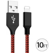 For iPhone Charger, TTECH 10FT Nylon Braided iPhone Charger, 8-Pin USB Charging Cable Cord Compatible with iPhone X / XS / XS Max / 11 / 11 Pro / 11 Pro Max / XR / 8 / 8 Plus / 7 / 7 Plus/ 6 / 6s Plus