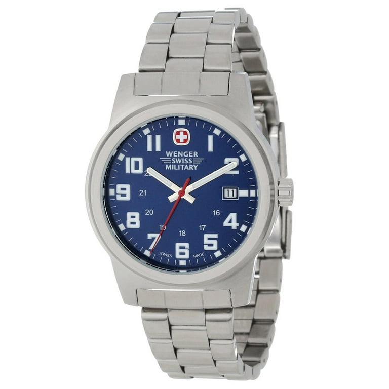 Wenger Men's 72908 Military Blue Dial Stainless Steel Bracelet