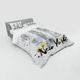 thumbnail image 3 of Ambesonne Watercolor Bedding Set 3 Pcs, New York Sketch Art, Twin XL, Black White, 3 of 3