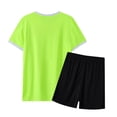 thumbnail image 3 of KPOPLK Boys Athletic Shorts Set Breathable Boys TShirt and Basketball Shorts 2 Piece Outfit Set Size 13-14 Years,Green, 3 of 4