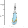 thumbnail image 4 of Sterling Silver Amore La Vita Rhod-Pl Enameled 3-D Flower Flip Flop Charm (27 X 7) Made In China qcc876, 4 of 5