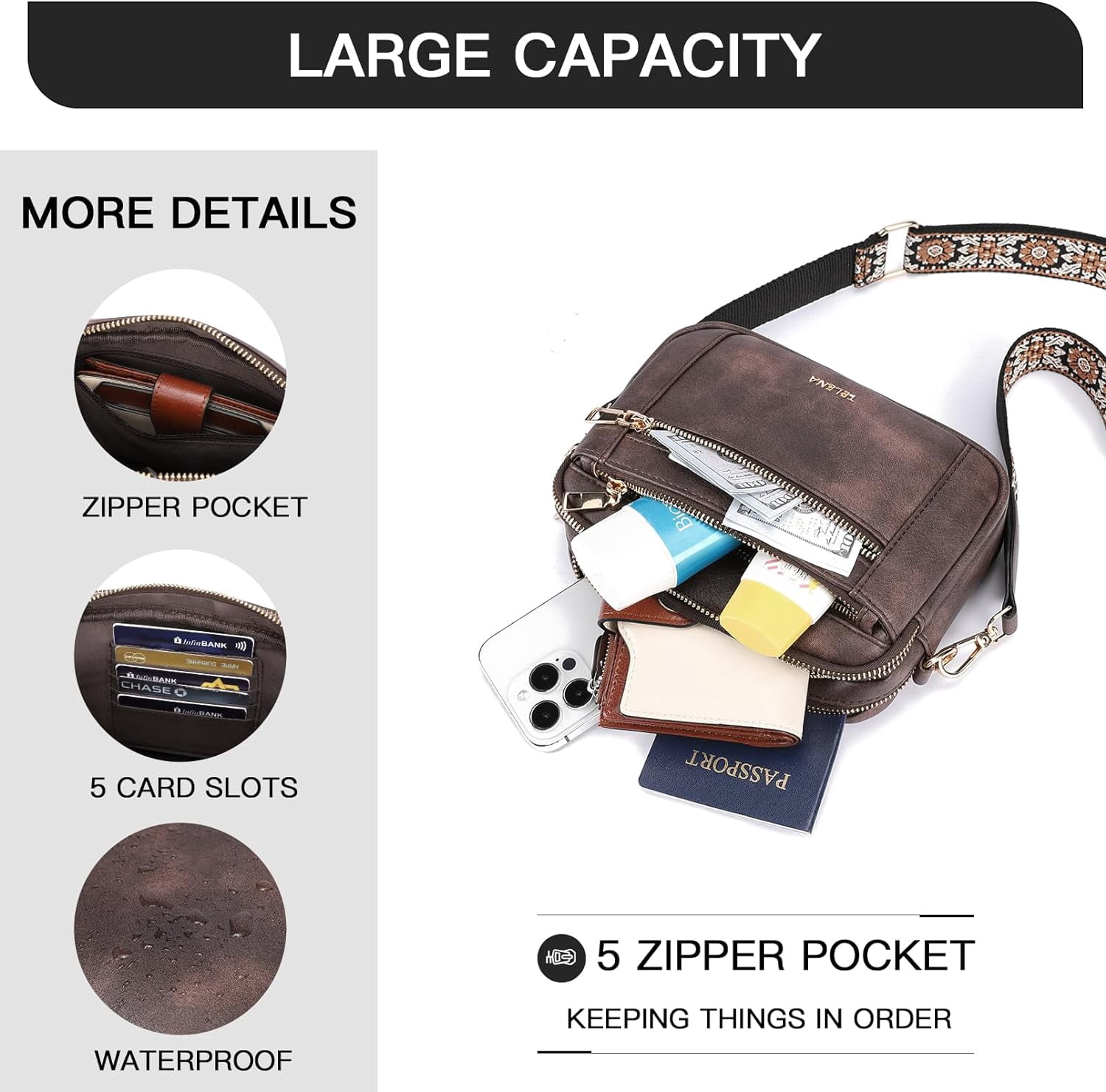 Crossbody Purse for Women Small Crossbody Bags Trendy Vegan Leather with Adjustable Shoulder Strap