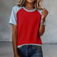 thumbnail image 4 of T Shirts For Women Red Womens Tops Fashion Summer Neck Short Sleeve Vacation Outfits, 4 of 5