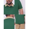 thumbnail image 6 of DARING DIVA Men's Contrast Collar Short Sleeves Breathable Polo Shirts 6XL Green, 6 of 6
