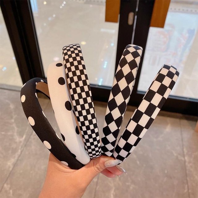 5pcs Plaid Headband Padded Headbands for Women Checkered Head Bands Plaid Headband Women Hair Accessories