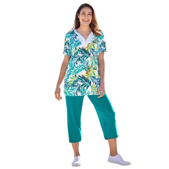Woman Within Plus Size 2-Piece Tunic And Capri Set