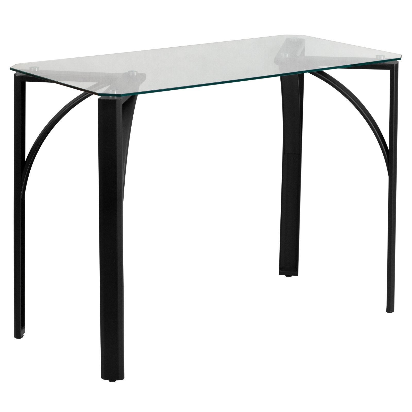 Flash Furniture Contemporary Desk with Clear Tempered Glass Top