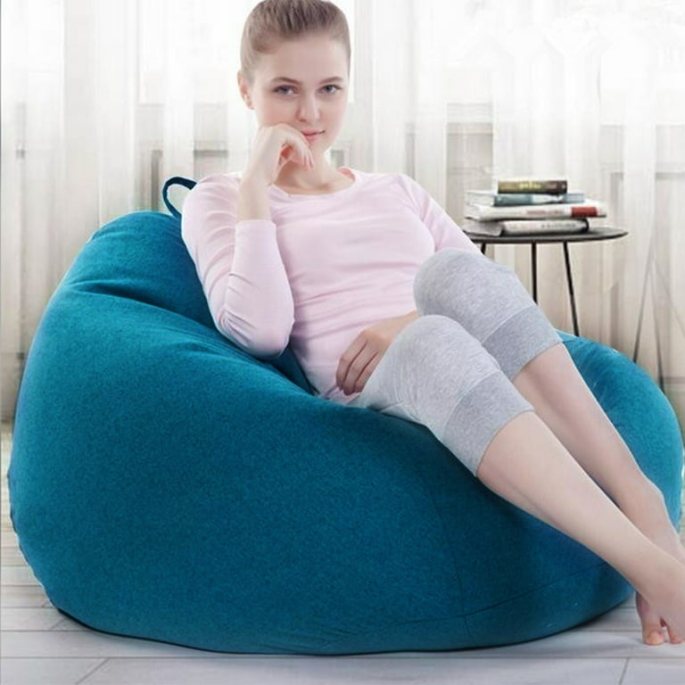 Lazy Bean Sofas Cover Chairs Filler Linen Cloth Lounger Seat Bean Bag Pouf  Puff Couch Tatami for Living Room