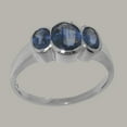 thumbnail image 2 of LBG British Made 18k White Gold Natural Sapphire Womens Anniversary Ring - 33 size options - Size 10, 2 of 6
