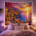 thumbnail image 2 of Mountain Lake Vertical with Picturesque Village Sunset, Mystical Fantasy for Space Lovers, Wall Decor, Valentine'S Day Gift, Tapestry Wall Hanging for Dorm and Living Room, 2 of 7