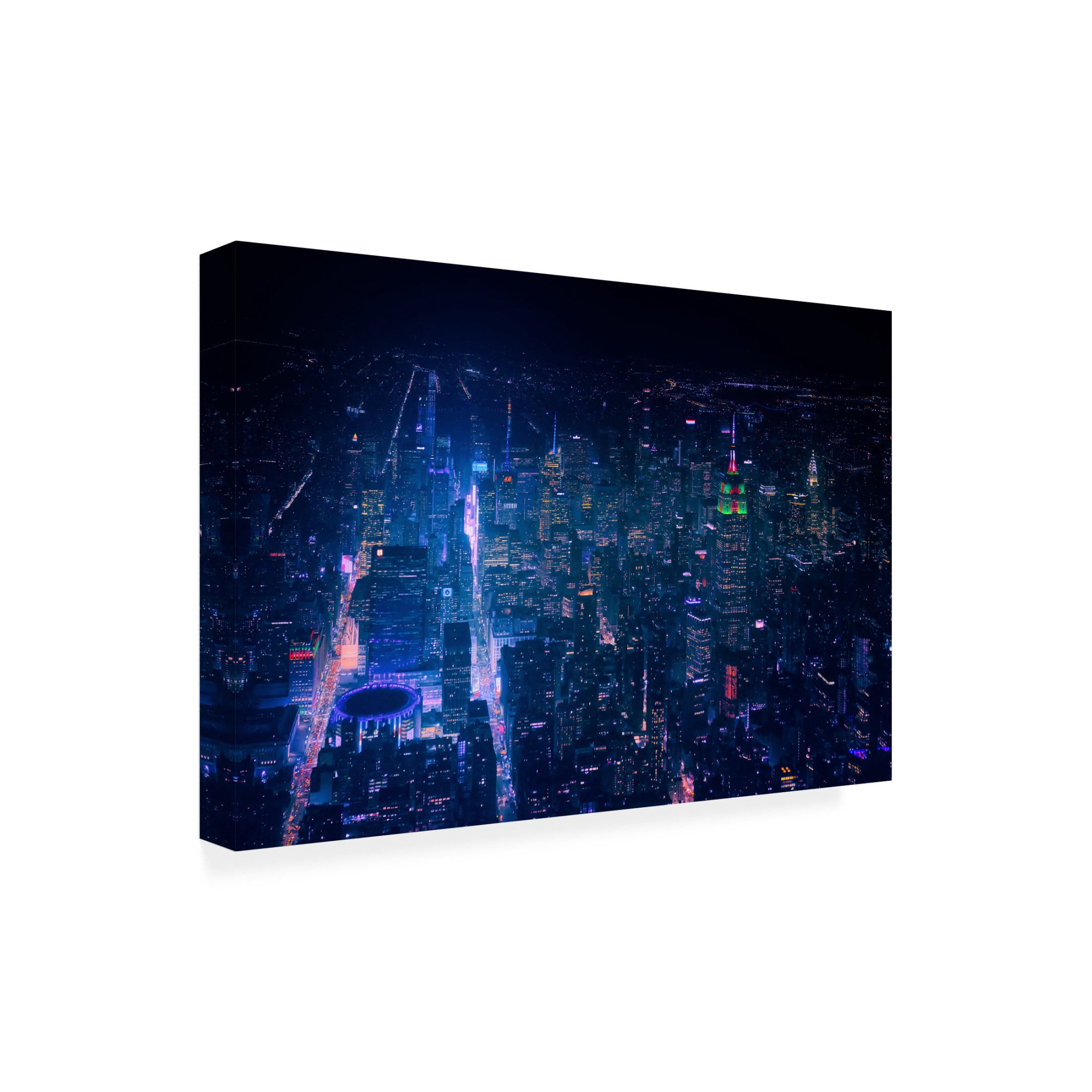 Canvas Wall Art - Javier De La 'Nyc Neon Noir' Wall Art for Living Room, Bedroom, or Office D?cor by Trademark Fine Art - 24 x 16 Inches