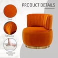 thumbnail image 2 of 360 Degree Swivel Cuddle Barrel Accent Sofa Chairs, Round Armchairs with Wide Upholstered, Fluffy Velvet Fabric Chair for Living Room, Bedroom, Office, Waiting Rooms (Orange), 2 of 11