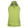 thumbnail image 5 of Womens Elegant Twist Front Halter Sleeveless Satin Blouse Keyhole Back Tank Top, 2025 Clearance, 5 of 6