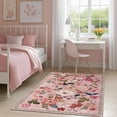 thumbnail image 4 of GUHNNHUIJ Living Room 6x9 Area Rugs Machine Washable Ultra-Thin Soft Non Slip Carpet Rug Vintage Boho Flower Stain Resistant Large Rug for Bedroom Dining Room Indoor Nursery Guest Room Ho, 4 of 9
