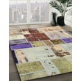 thumbnail image 3 of Ahgly Company Machine Washable Indoor Round Abstract Mauve Taupe Purple Area Rugs, 7' Round, 3 of 7