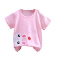 thumbnail image 1 of Short Sleeve T-shirt for Kids , Soft Polyester Fabric , Round Neck Design , Rabbit Print Pattern , Lightweight Breathable Fit , For Boys and Girls, 1 of 3