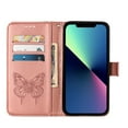 thumbnail image 4 of SaniMore Case for iPhone 14 Pro Max (6.7" 2022), PU Leather Skin with Luxury Embossed Butterfly [Wrist Strap & Card Slots & Flip Kickstand] Full-body Shockproof Business Wallet Cover, Rosegold, 4 of 7