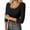 Black, variant on Ribbed Knit Fitted Long Sleeve T-Shirt Quarter Length Tee Comfortable Stretch Basic Top for Women