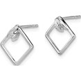 thumbnail image 2 of Sterling Silver Rh Plated White Ice .015Ct. Diamond Square Earrings (12 X 11.5) Made In India qw453, 2 of 5