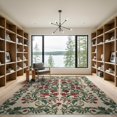 thumbnail image 2 of ODIKA 9'x12' Washable Area Rug Low Pile, Flatwoven, Circle Botanical Semi Symmetrical Vine Traditional Semicircle for Great Room, Indoor Concept, Large Living, 2 of 7