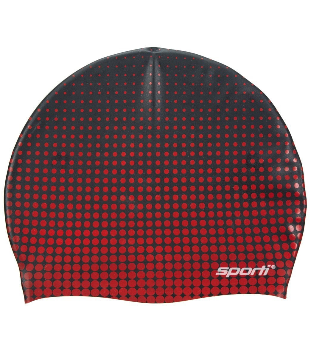Sporti Molecule Silicone Swim Cap (Red/Black)