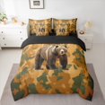 thumbnail image 2 of Feelyou 3D Wildlife Bear Twin Bedding Sets 7pcs, Orange Green Camouflage Comforter Set, 2 of 8
