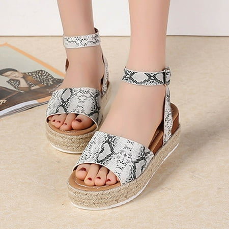 

Sawvnm Fashion Sandals Women Leopard Comfy Platform Casual Shoes Summer Beach Travel Costing Saving Gray US:9