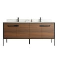 thumbnail image 2 of Fine Fixtures Oakville 72 in. W x 20 in. D x 33 in. H Bathroom Vanity in Walnut Ebony with White Ceramic Sink - Black hardware, 2 of 8
