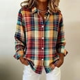 thumbnail image 5 of Luivaraty Womens Flannel Plaid Shirts Long Sleeve Blouse Soft Fashion Casual Button Down Lapel Outwear Tops,S-2XL, 5 of 6