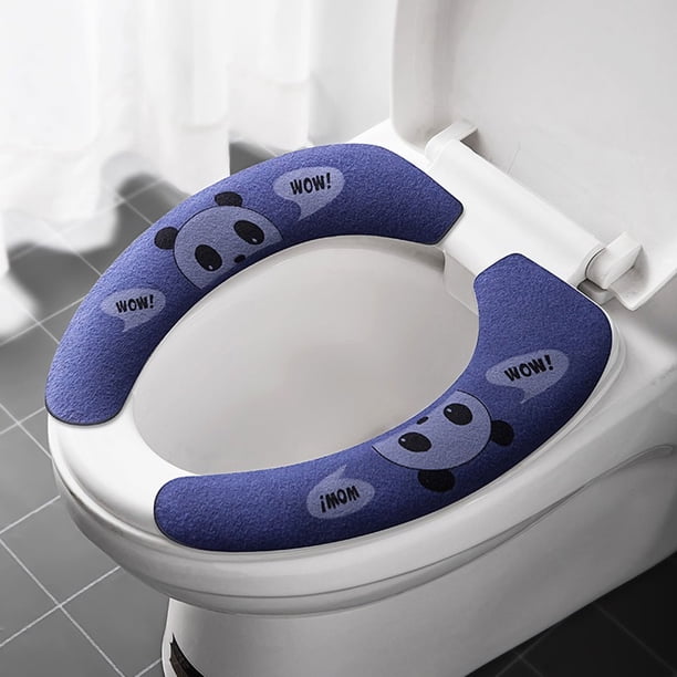 Cojín adhesivo para asiento de inodoro de dibujos animados para baño 4 Cojín de invierno lavable y reutilizable Plus