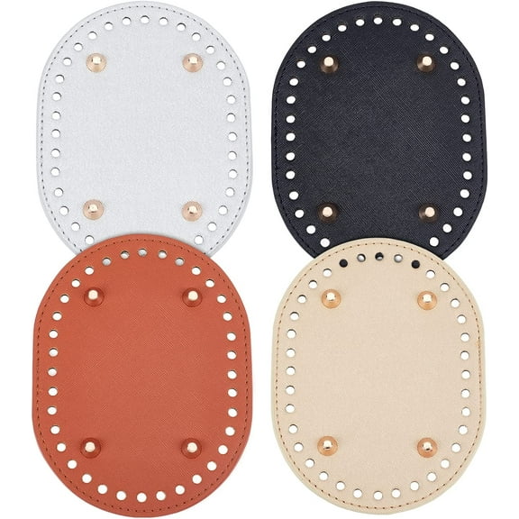 4pcs Crochet Bag Bottom 5.7 x 4.3 Inch Oval Bottom Bag Leather Bottom Shaper Pad Small Purse Bottom DIY for Bags Cushion Base with Holes DIY for DIY Bag Shoulder Bags Purse Making