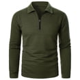 thumbnail image 3 of XIYON Casual Golf Shirts For Men Quarter Zip Sweater Waf Fle Knit Sweater Neck Sweater Pullover Sweater With Ribbing Edge Classic Mens Shirts, 3 of 5