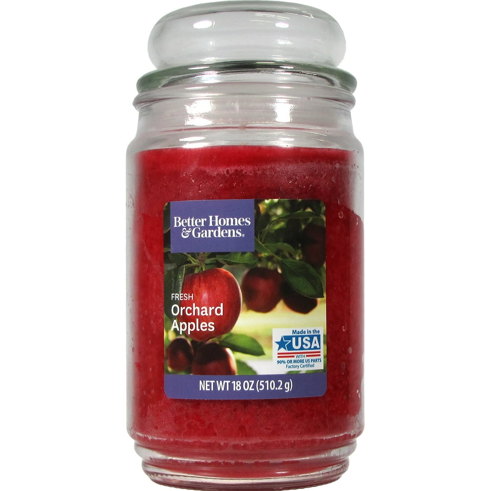 Better Homes & Gardens Fresh Orchard Apples Scented SingleWick Large Glass Jar Candle, 18 oz