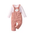 thumbnail image 2 of QISIWOLE Toddler Newborn Baby Girls Solid Color Long-sleeved Pullover Blouse With Cloud Print Overalls Suit Clearance, 2 of 3