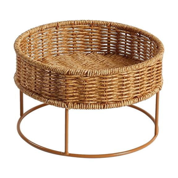 Handwoven Rattan Style Indoor Plant Flowerpot with Breathable Shelf for Living Room and Study Desk Storage