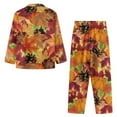 thumbnail image 4 of Renewold Thanksgiving Pajama Button Down Pjs Set for Women Loose Fall Maple Leaves Pine Cones Athletic Clothing Shirt Pants 2 Pieces Casual Home Life Wear Nightwear Size 4XL, 4 of 6