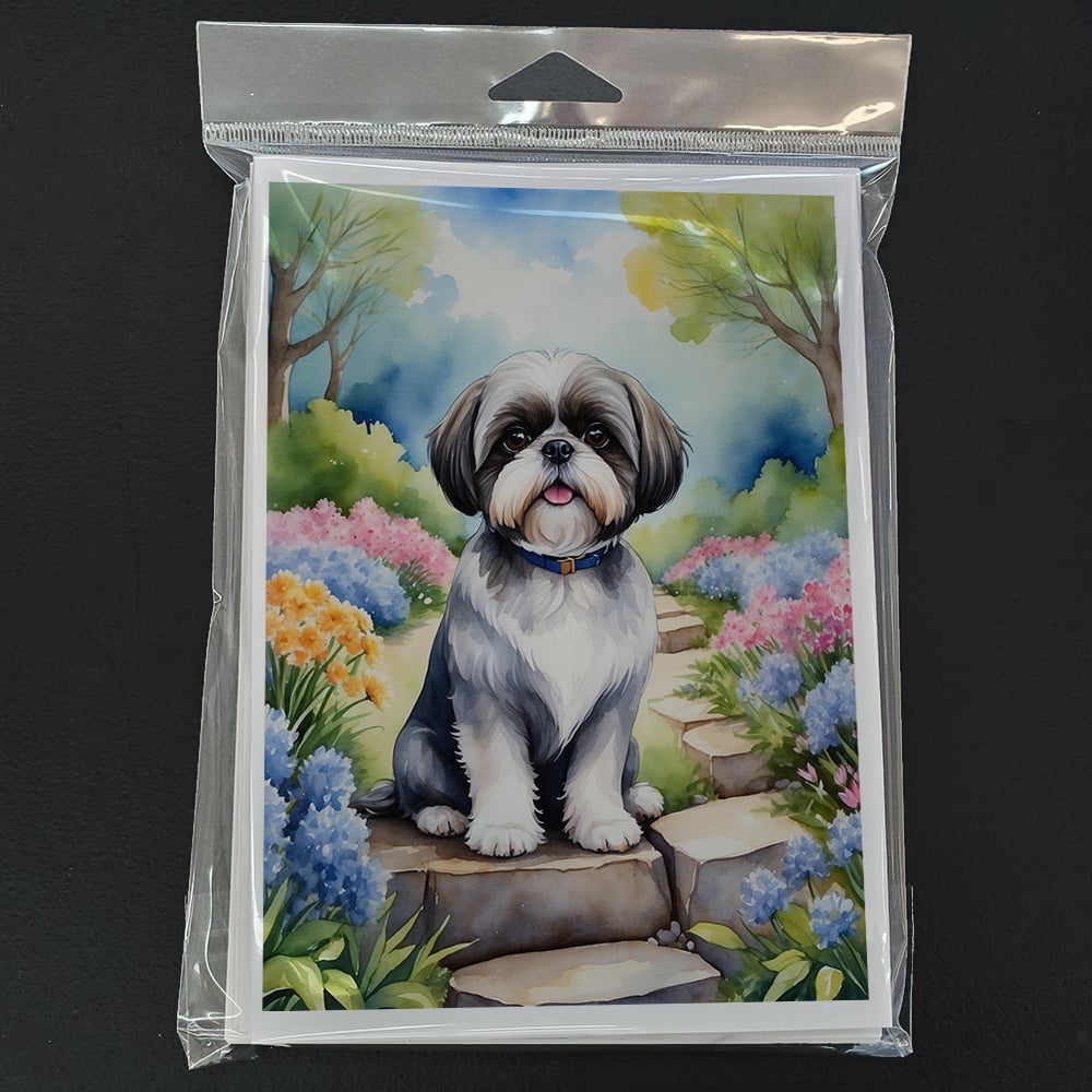 Shih Tzu Spring Path Greeting Cards Pack of 8 7 in x 5 in