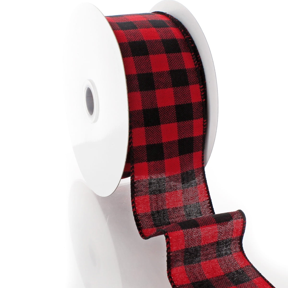 Ribbon Traditions Buffalo Plaid Moose/Trees on Natural Wired Ribbon 2 1/2" by 10 Yards