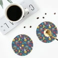 thumbnail image 4 of Lsque Cartoon Space Pattern 4" Drink Coasters Set of 4, PVC Leather Absorbent Coasters, Table Coaster Set Decorative Coffee Cup Coasters Housewarming Gift -Round Shape, 4 of 6