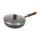 thumbnail image 2 of Sartén wok de hierro con mango de madera sin revestimiento para cocinas de gas, inducción eléctrica, agarre cómodo, sartén antiadherente para saltear Diámetro 28cm, 2 of 8