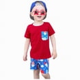 thumbnail image 3 of TOWED22 Infant Toddler Baby Boy 4th of July Clothes Flag Star Print T-Shirt Tops and Shorts 0-5T(Red,3-4 Y), 3 of 9