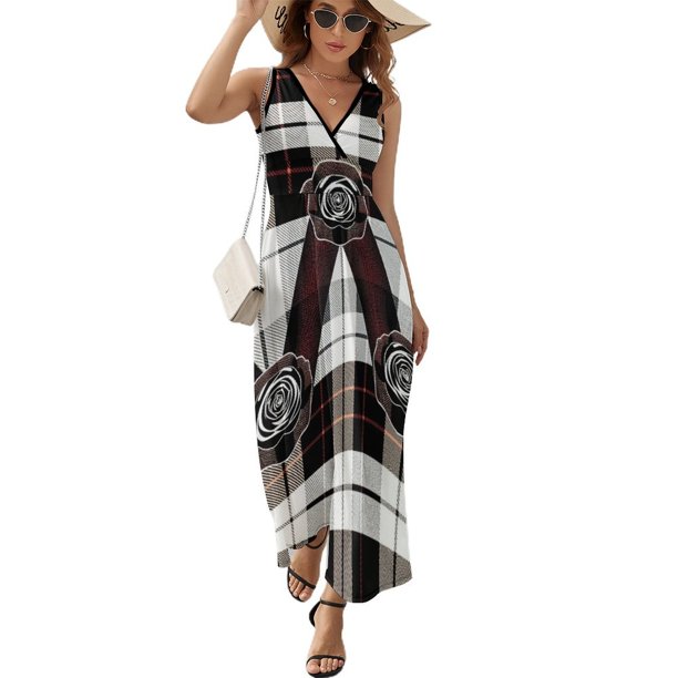 Geometric Grid Vestido Sin Mangas , Vestidos De Lujo Para Ocasiones Oficiales