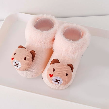 

LYCAQL Baby Shoes Autumn and Winter Comfortable Baby Toddler Shoes Cute Cartoon Owl Bear Shape Children Cotton Warm Boy Shoes Size 13 (Pink 4 )