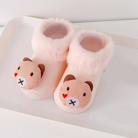 

LYCAQL Baby Shoes Autumn and Winter Comfortable Baby Toddler Shoes Cute Cartoon Owl Bear Shape Children Cotton Warm Boy Shoes Size 13 (Pink 4 )