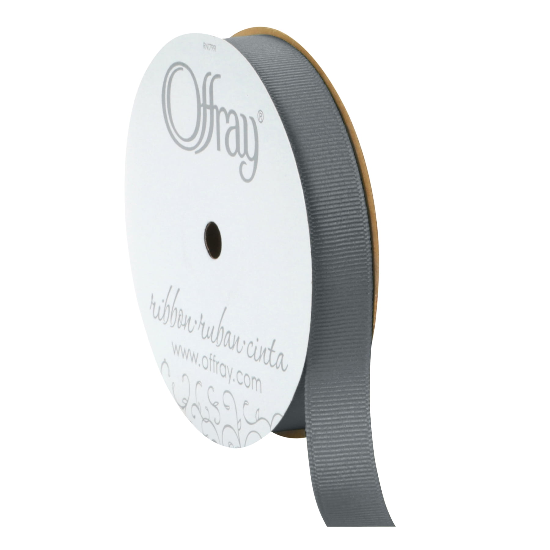 (3 pack) Offray Ribbon, Pewter Grey 5/8 inch Grosgrain Polyester Ribbon, 18 feet