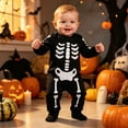 thumbnail image 2 of CONROSES Halloween Toddler Baby Boys Jumpsuits Hallowmas Skeleton Graphic Onesies Long Sleeve Fall Winter One Piece Footless Romper, Size 9-12 Months, 2 of 6
